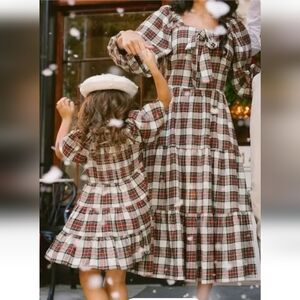 Ivy City Co Merry Holiday Plaid Tiered Midi Dress w/ Pockets  Sz.2X
